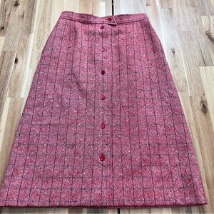 Vintage Pendleton Wool A-Line Button Front Midi Skirt Red Plaid Size 12